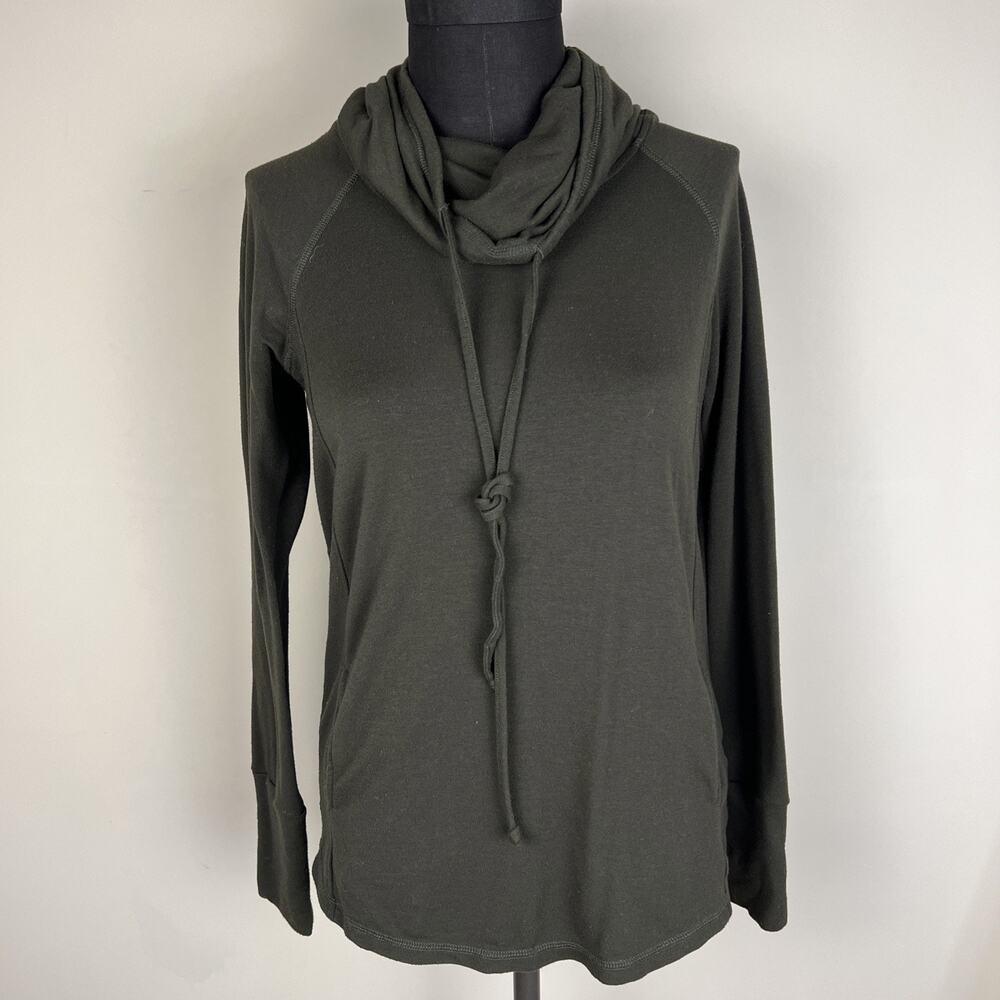 Pink‎ Clover Knit Top Cowl Neck Pullover Long Sleeve Olive Green Shirt Sz Small